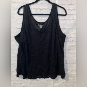 Lane Bryant Black Sleeveless Lace Overlay Tank